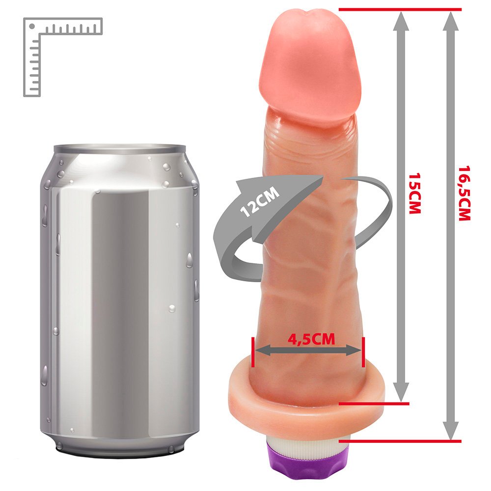 Pênis com Base e Vibro Miércoles 15 x 4,5cm Bege | Foto 07
