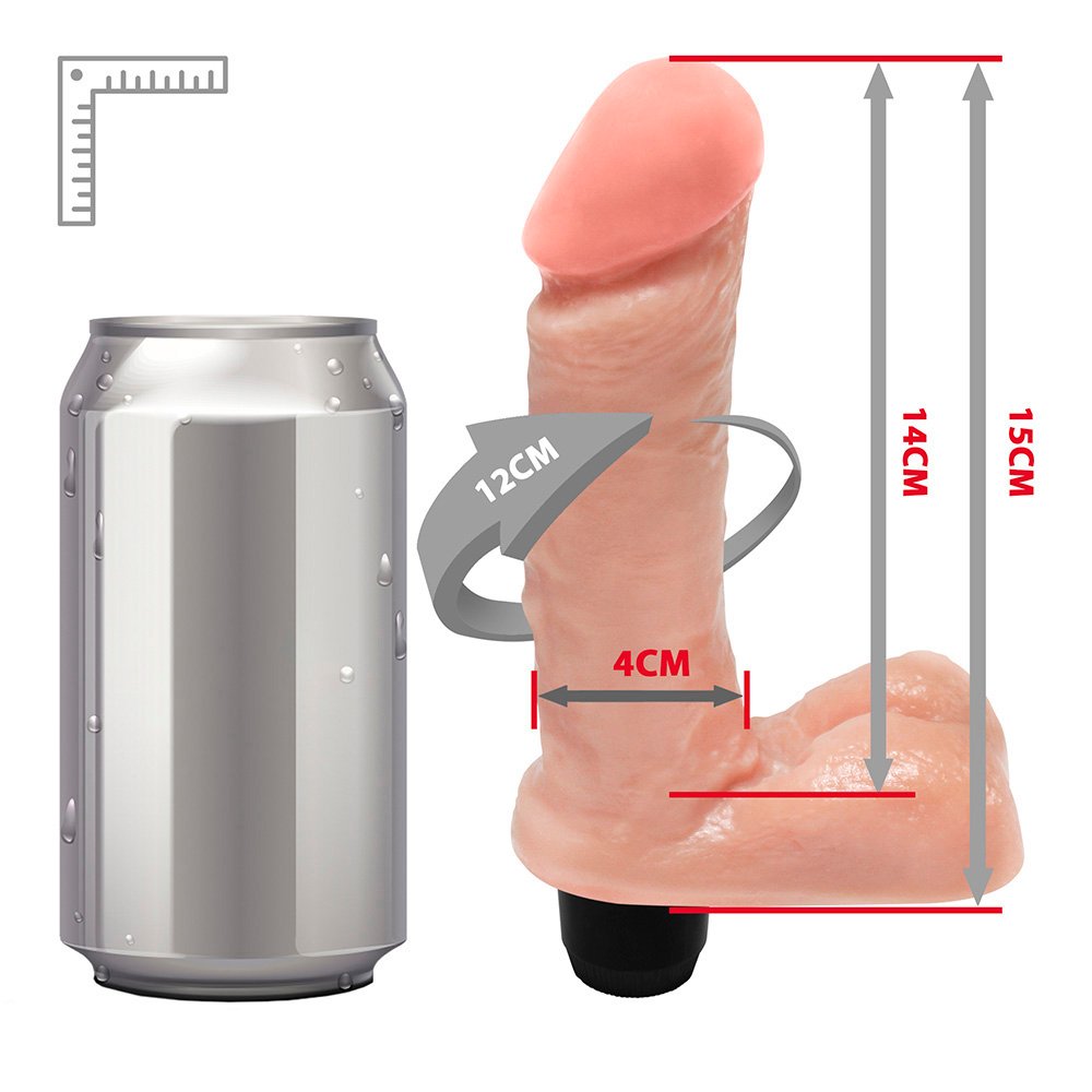 Pênis com Escroto e Vibro Ares 15 x 4cm Bege | Foto 07