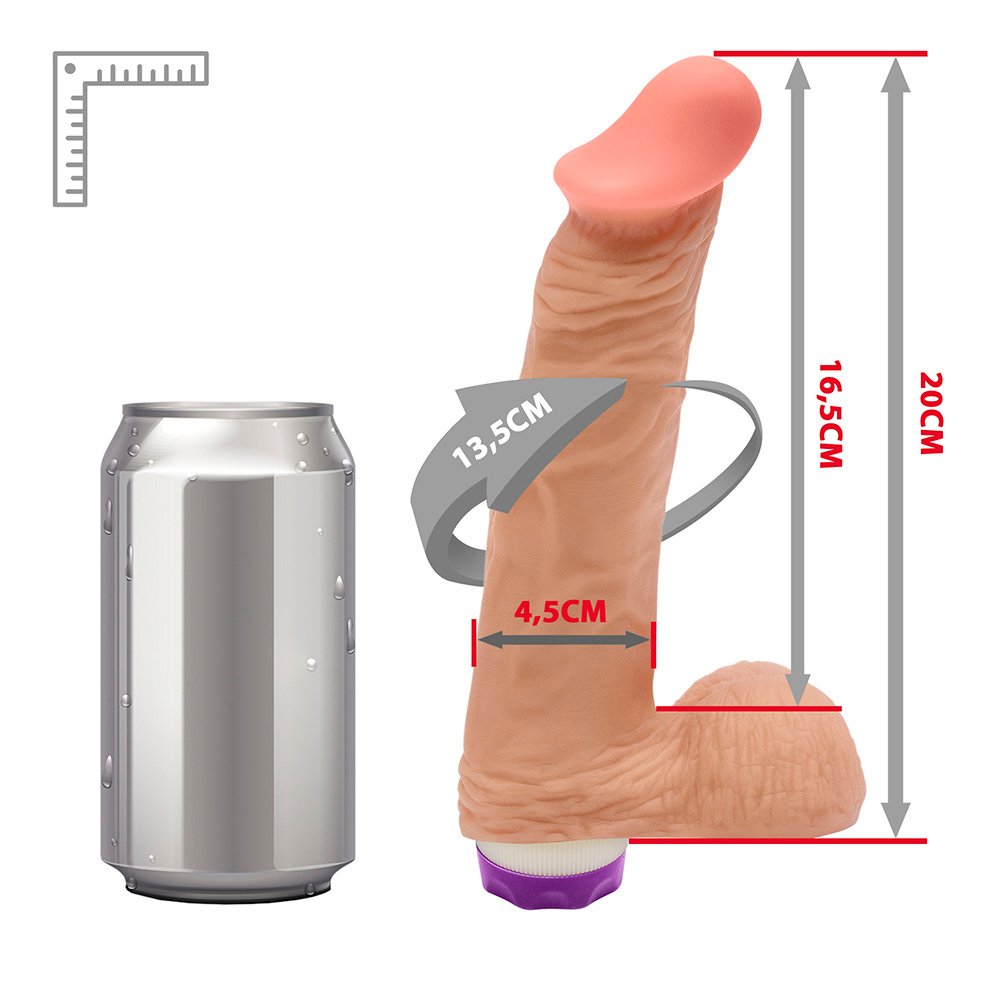 Pênis com Escroto e Vibro Zeus 20,5 x 4,5cm Bege | Foto 07