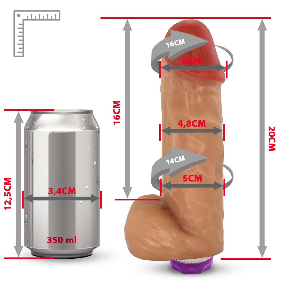 Pênis com Escroto e Vibro Crono 20 x 5cm Bege | Foto 06