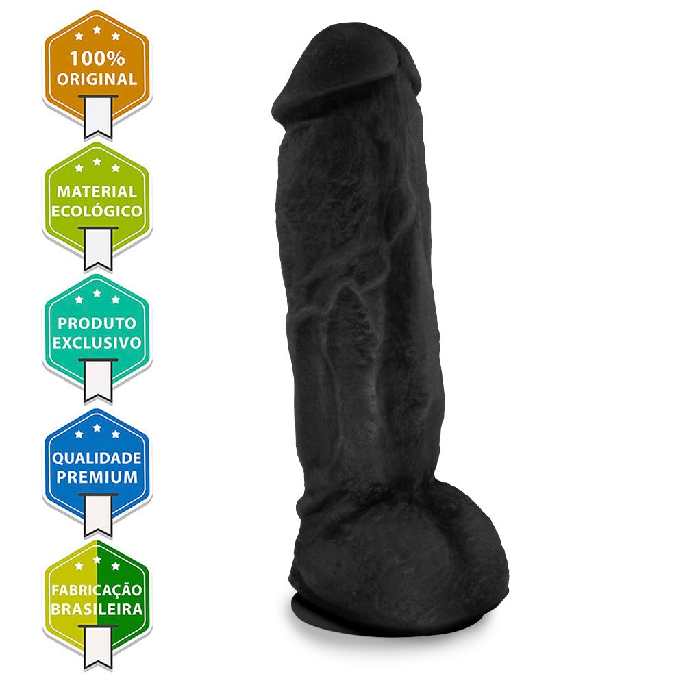 Pênis Realístico Flexível com Escroto e Ventosa King Kong 22 x 5,5cm Preto | Foto 05