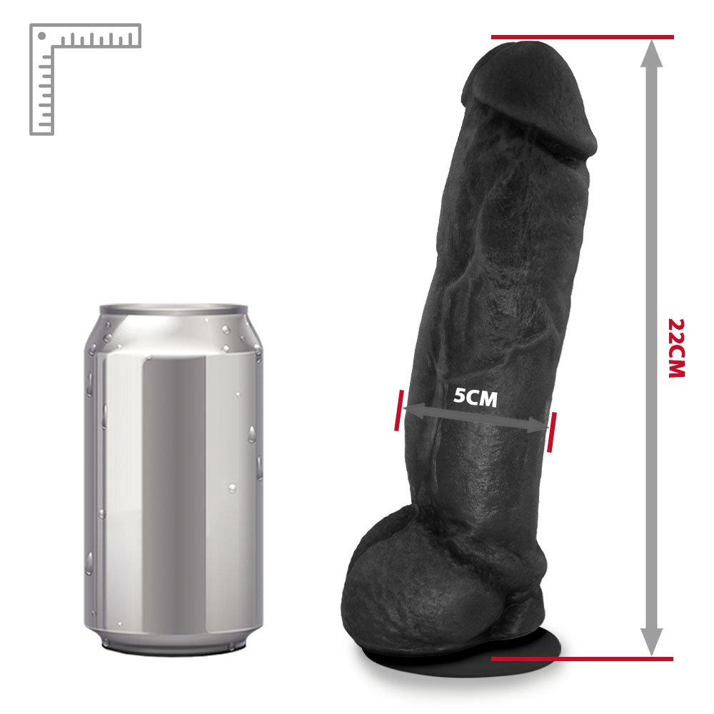 Pênis Realístico Flexível com Escroto e Ventosa King Kong 22 x 5,5cm Preto | Foto 07