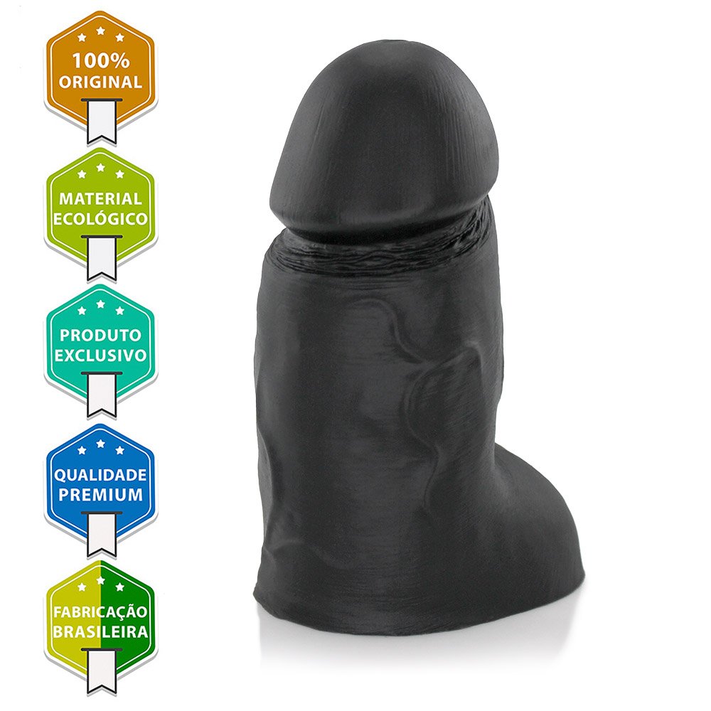 Pênis Realístico em PVC Flexível com Escroto Mozinho 15 x 6,5cm Preto | Foto 05