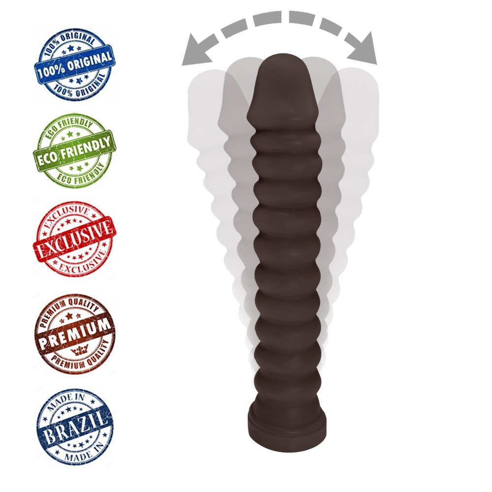 P�nis Anelado em PVC Flex�vel At�xico 22 x 4cm Marrom | Foto 05