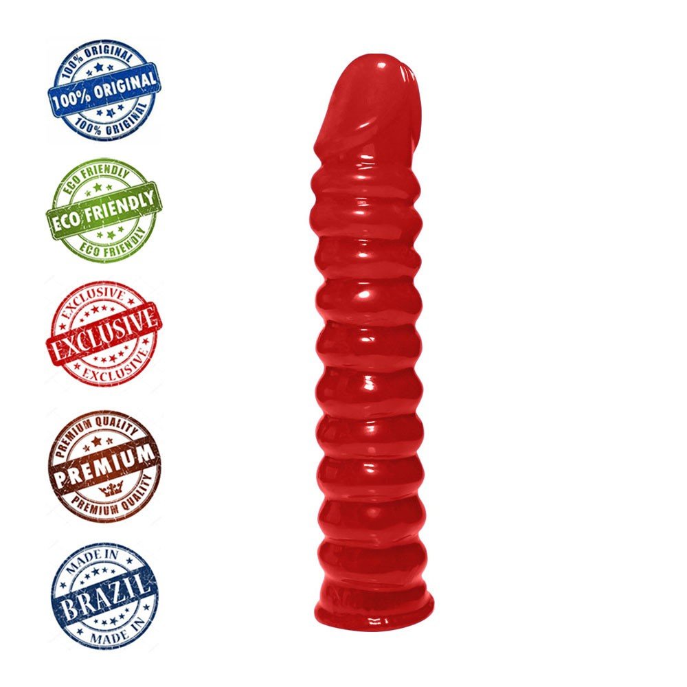 Pênis Anelado em PVC Flexível Atóxico 22 x 4cm Vermelho | Foto 05