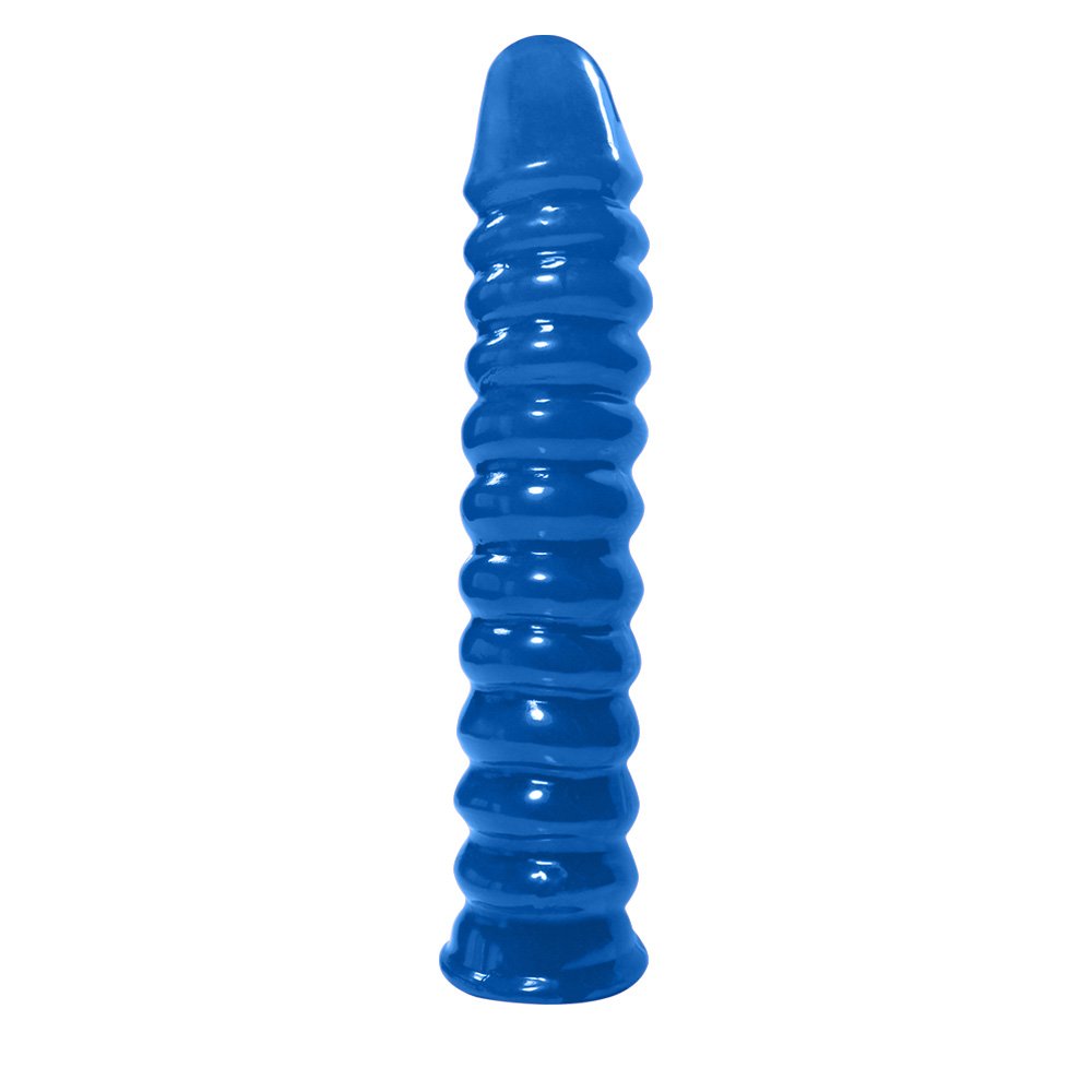 Pênis Anelado em PVC Flexível Atóxico 22 x 4cm Azul | Foto 01