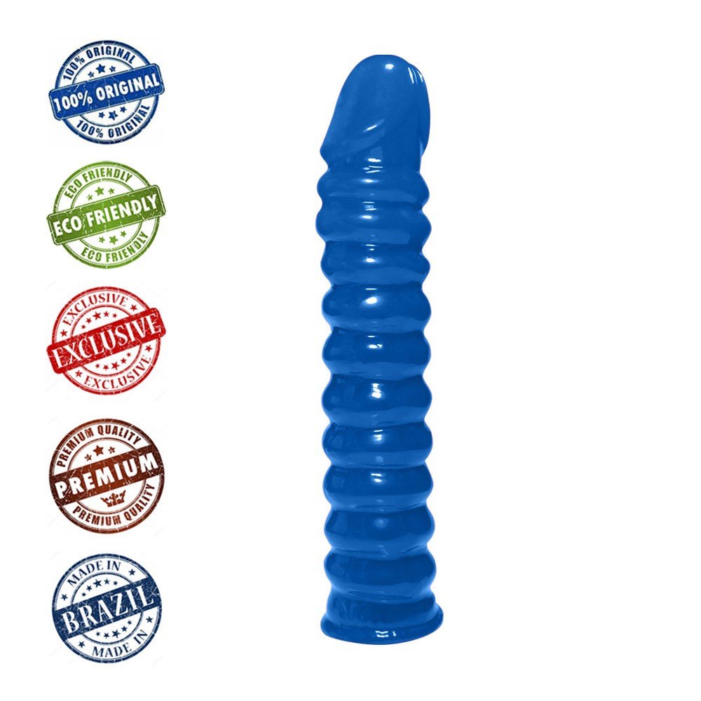 Pênis Anelado em PVC Flexível Atóxico 22 x 4cm Azul | Foto 05