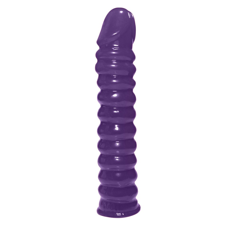 Pênis Anelado em PVC Flexível Atóxico 22 x 4cm Roxo | Foto 02