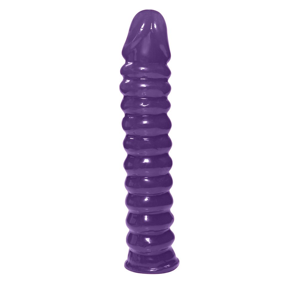 Pênis Anelado em PVC Flexível Atóxico 22 x 4cm Roxo | Foto 03