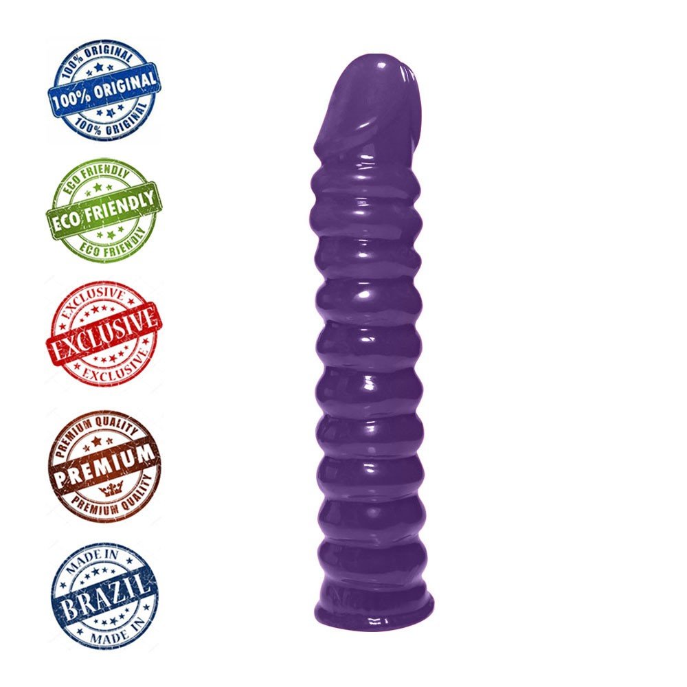 Pênis Anelado em PVC Flexível Atóxico 22 x 4cm Roxo | Foto 05