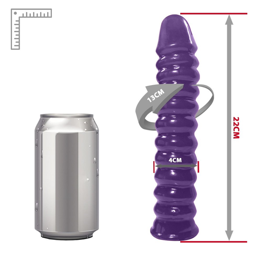 Pênis Anelado em PVC Flexível Atóxico 22 x 4cm Roxo | Foto 06