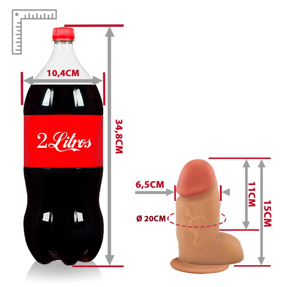 P�nis Real�stico em PVC Flex�vel com Escroto e Ventosa Mozinho 15 x 6,5cm Bege | Foto 06