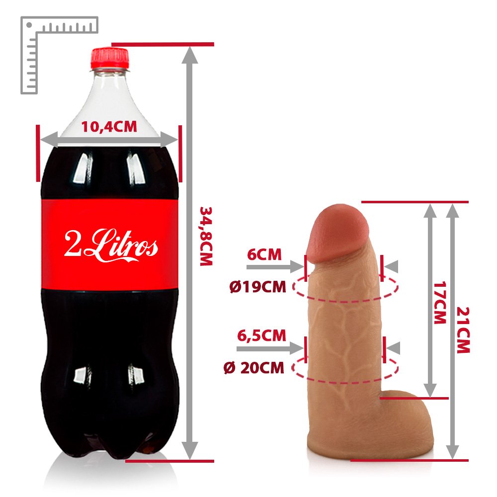 Pênis Realístico em PVC Flexível com Escroto Bonitão 21 x 6,5cm Bege | Foto 06