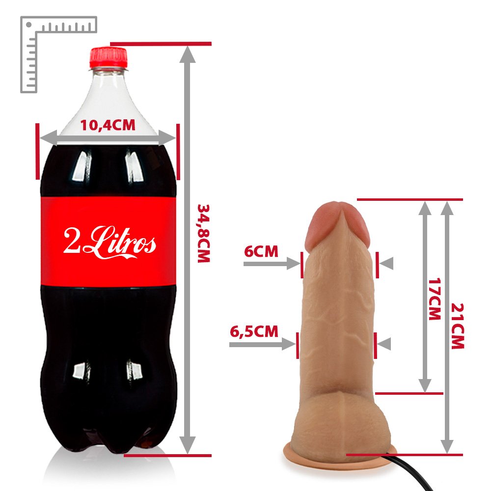 Pênis Realístico em PVC Flexível com Escroto, Ventosa e Vibrador Bonitão 21 x 6,5cm Bege | Foto 07