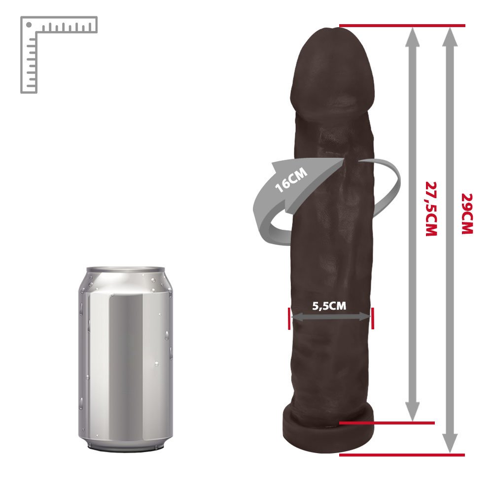 Pênis Gigante e Grosso Flexível com Base Enorme 29 x 5,5cm Marrom | Foto 06