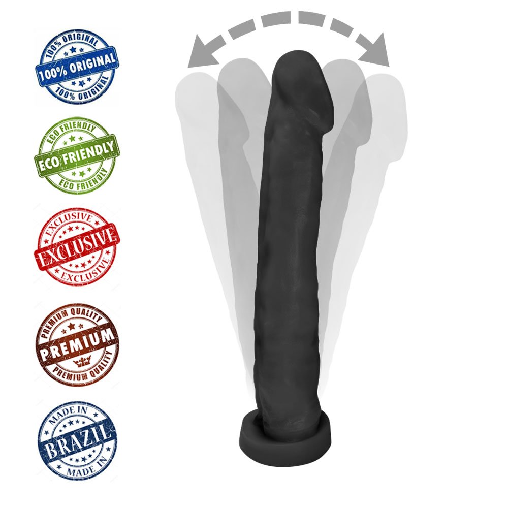 P�nis Gigante e Grosso Flex�vel com Base Enorme 29 x 5,5cm Preto | Foto 05