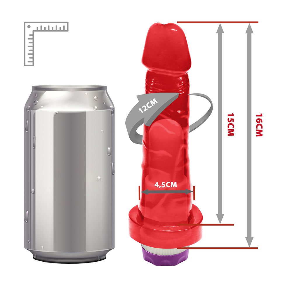 Pênis Miércoles com Vibrador Multivelocidade 15 x 4,5cm Vermelho Translúcido | Foto 06