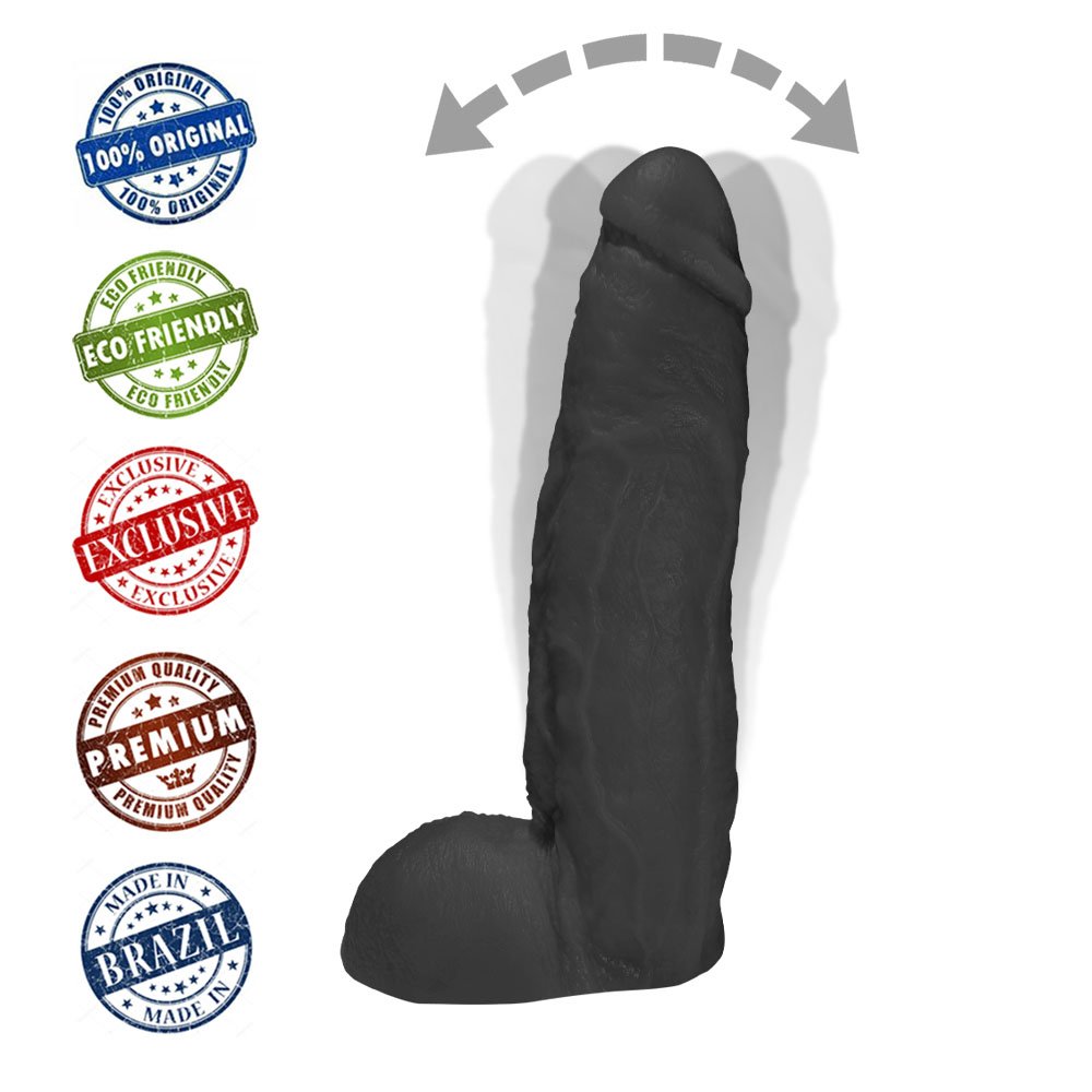 P�nis JeFree em PVC Flex�vel Atoxico com Escroto 25 x 6,5cm Preto | Foto 05