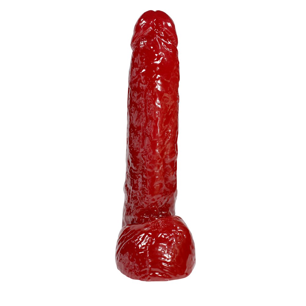 Pênis JeFree em PVC Flexível Atoxico com Escroto 25 x 6,5cm Vermelho | Foto 03