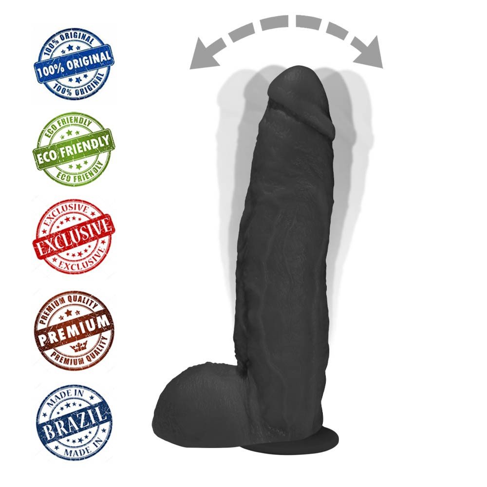 Pênis JeFree em PVC Flexível Atoxico com Escroto e Ventosa 25 x 6,5cm Preto | Foto 05