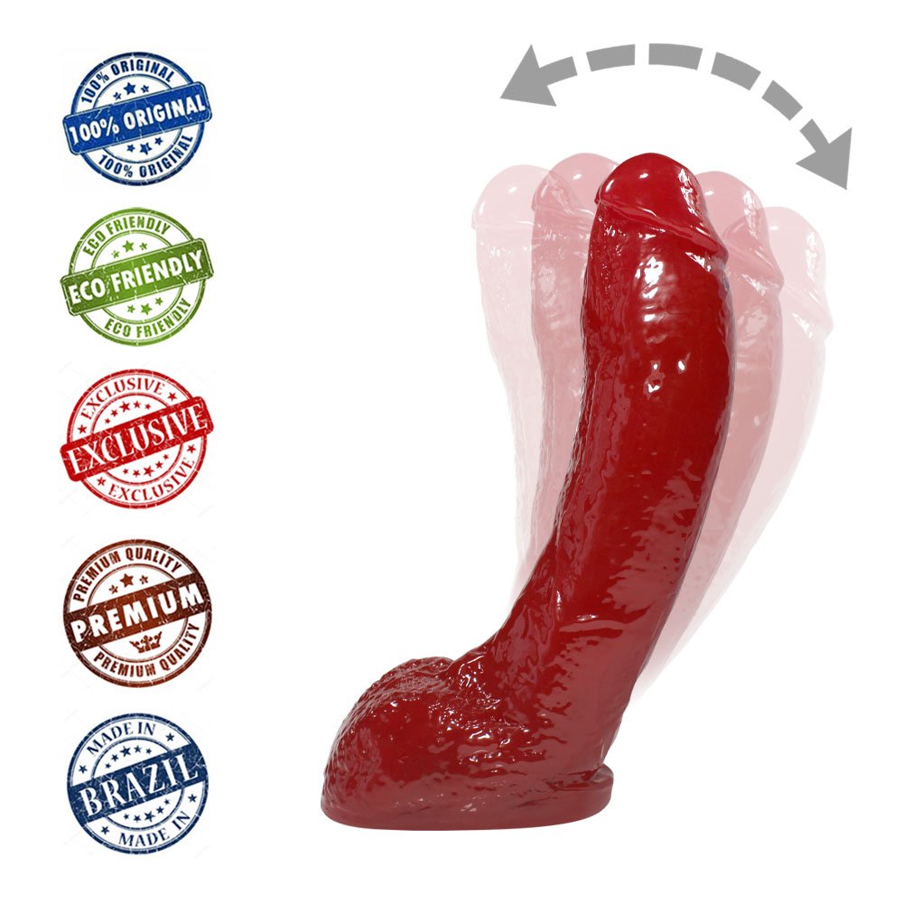 Pênis Realístico Feito em PVC Flexível com Escroto Ron Jeremy 21 x 4,5cm Vermelho | Foto 05