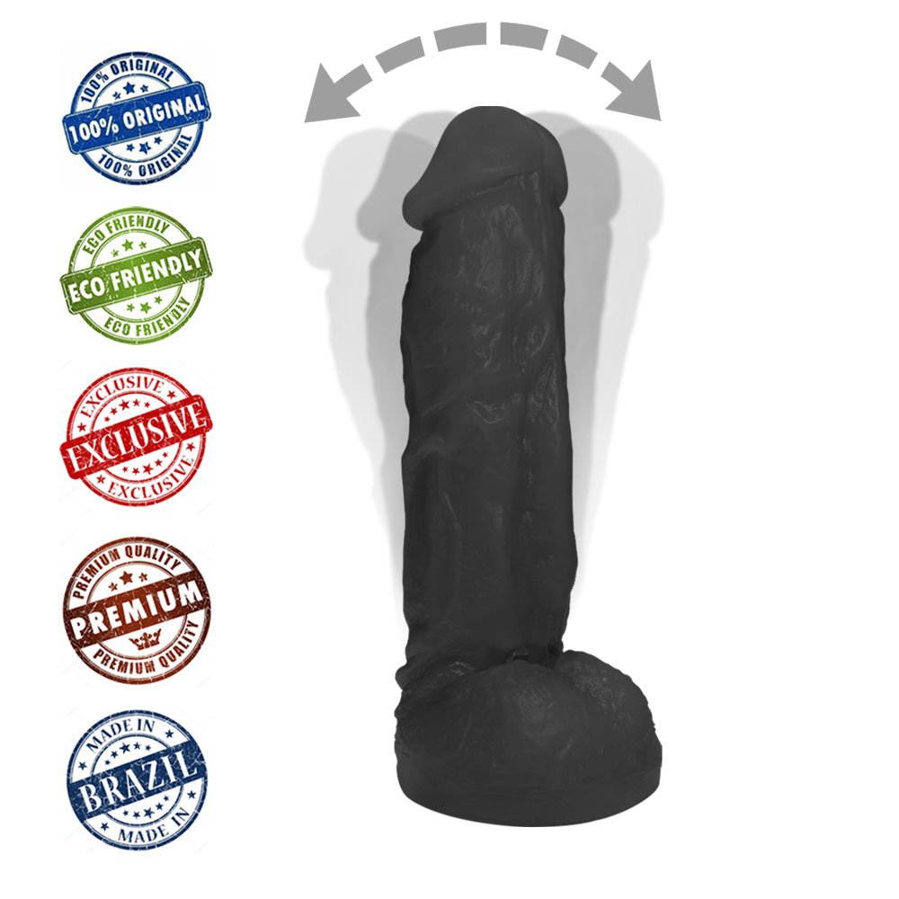 Pênis Realístico Feito em PVC Flexível com Escroto King 19 x 5cm Preto | Foto 05