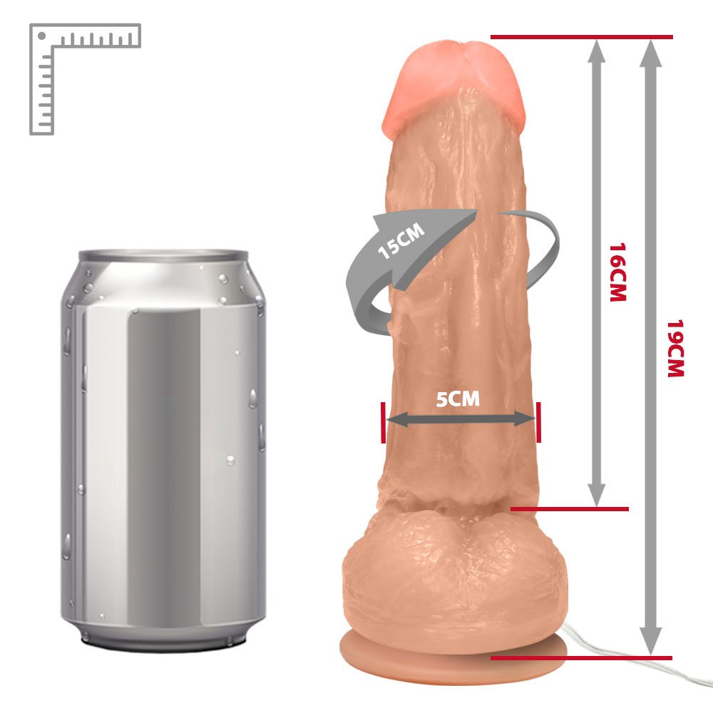 Pênis Realístico Feito em PVC Flexível com Escroto, Vibrador e Ventosa King 19 x 5cm Bege | Foto 06
