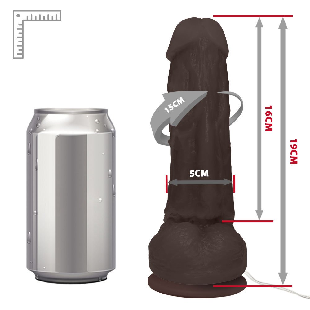 Pênis Realístico Feito em PVC Flexível com Escroto, Vibrador e Ventosa King 19 x 5cm Marrom | Foto 06