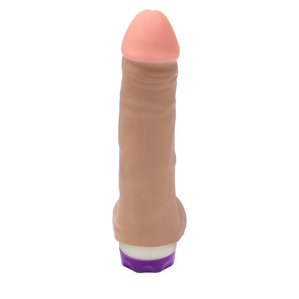 Pênis com Escroto e Vibrador 10 Velocidades Recarregável Hefesto 17 x 4cm Bege | Foto 03