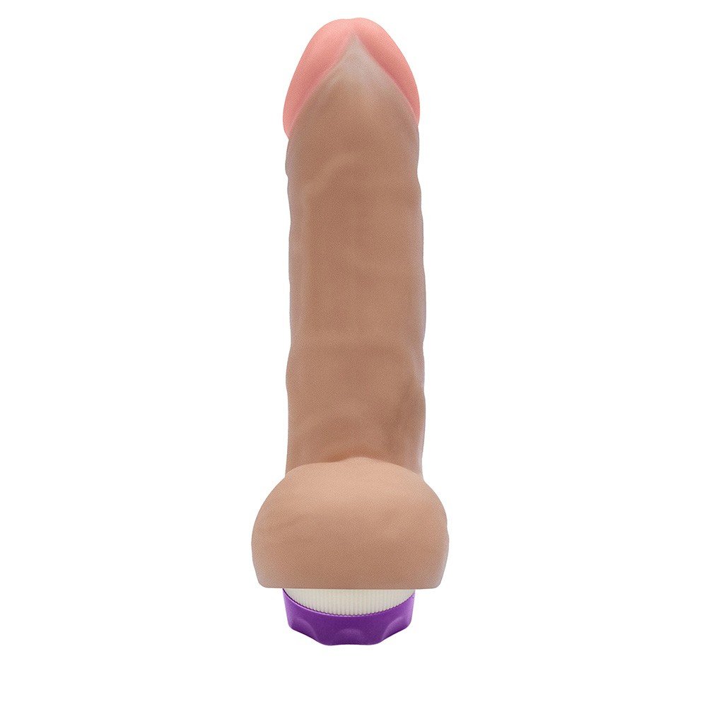 Pênis com Escroto e Vibrador 10 Velocidades Recarregável Hefesto 17 x 4cm Bege | Foto 04