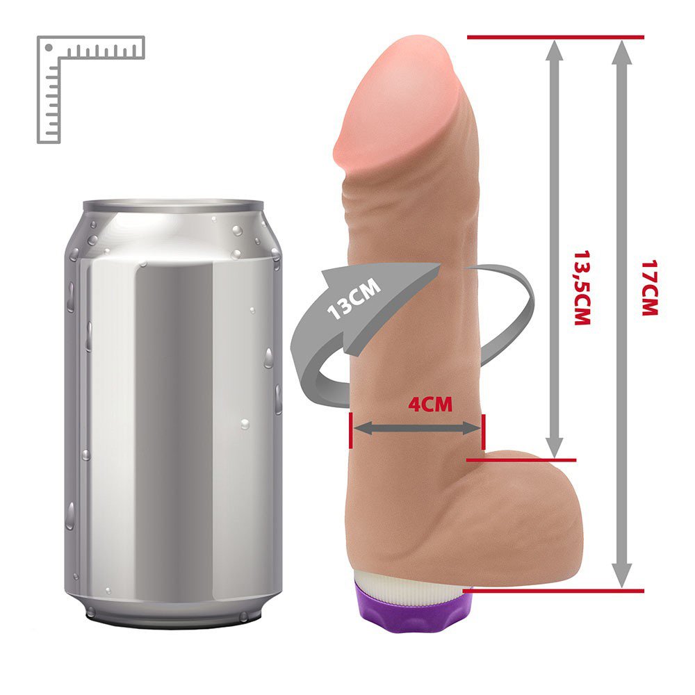 Pênis com Escroto e Vibrador 10 Velocidades Recarregável Hefesto 17 x 4cm Bege | Foto 06
