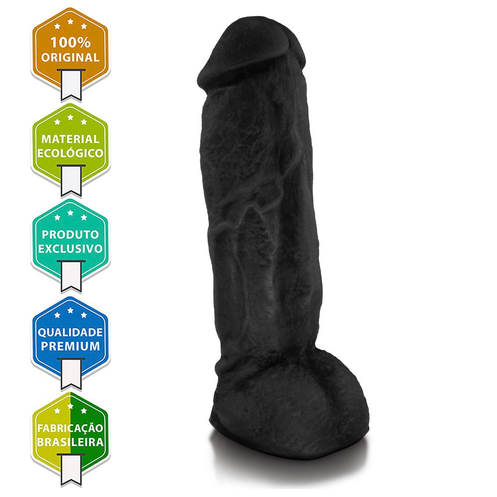 Pênis Realístico Feito em PVC Flexível com Escroto King Kong 22 x 5,5cm Preto | Foto 05