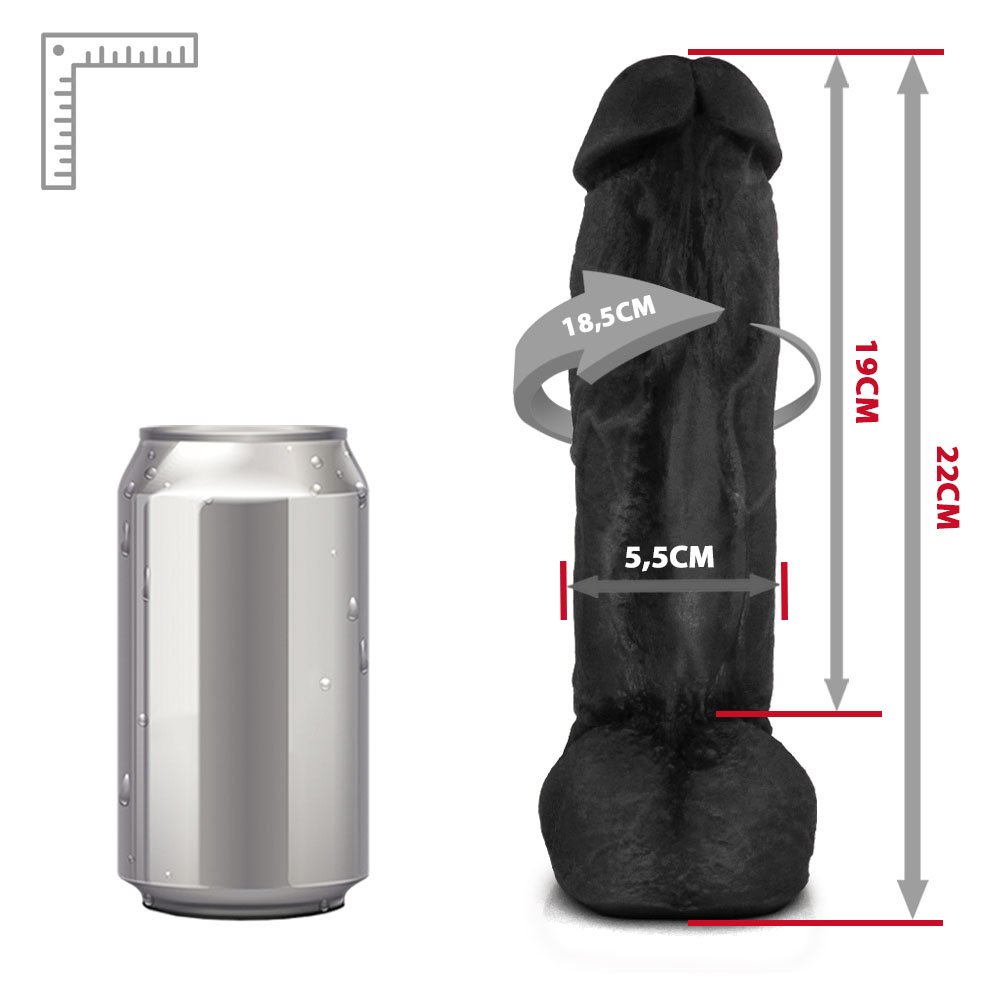 Pênis Realístico Feito em PVC Flexível com Escroto King Kong 22 x 5,5cm Preto | Foto 06