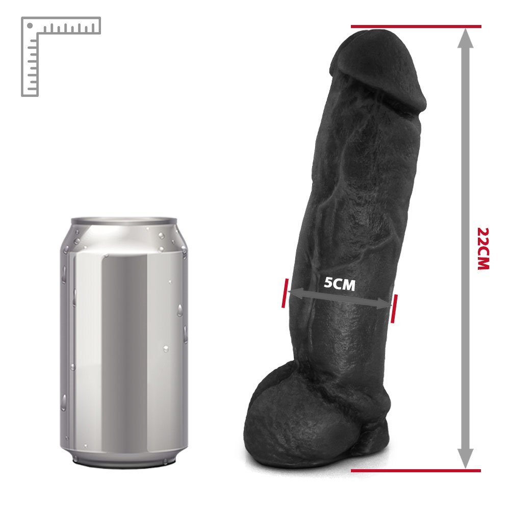 Pênis Realístico Feito em PVC Flexível com Escroto King Kong 22 x 5,5cm Preto | Foto 07