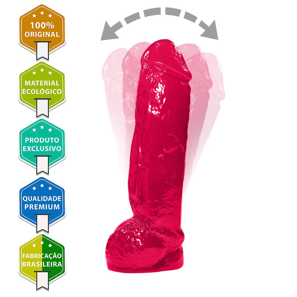 Pênis Realístico Feito em PVC Flexível com Escroto King Kong 22 x 5,5cm Pink | Foto 05