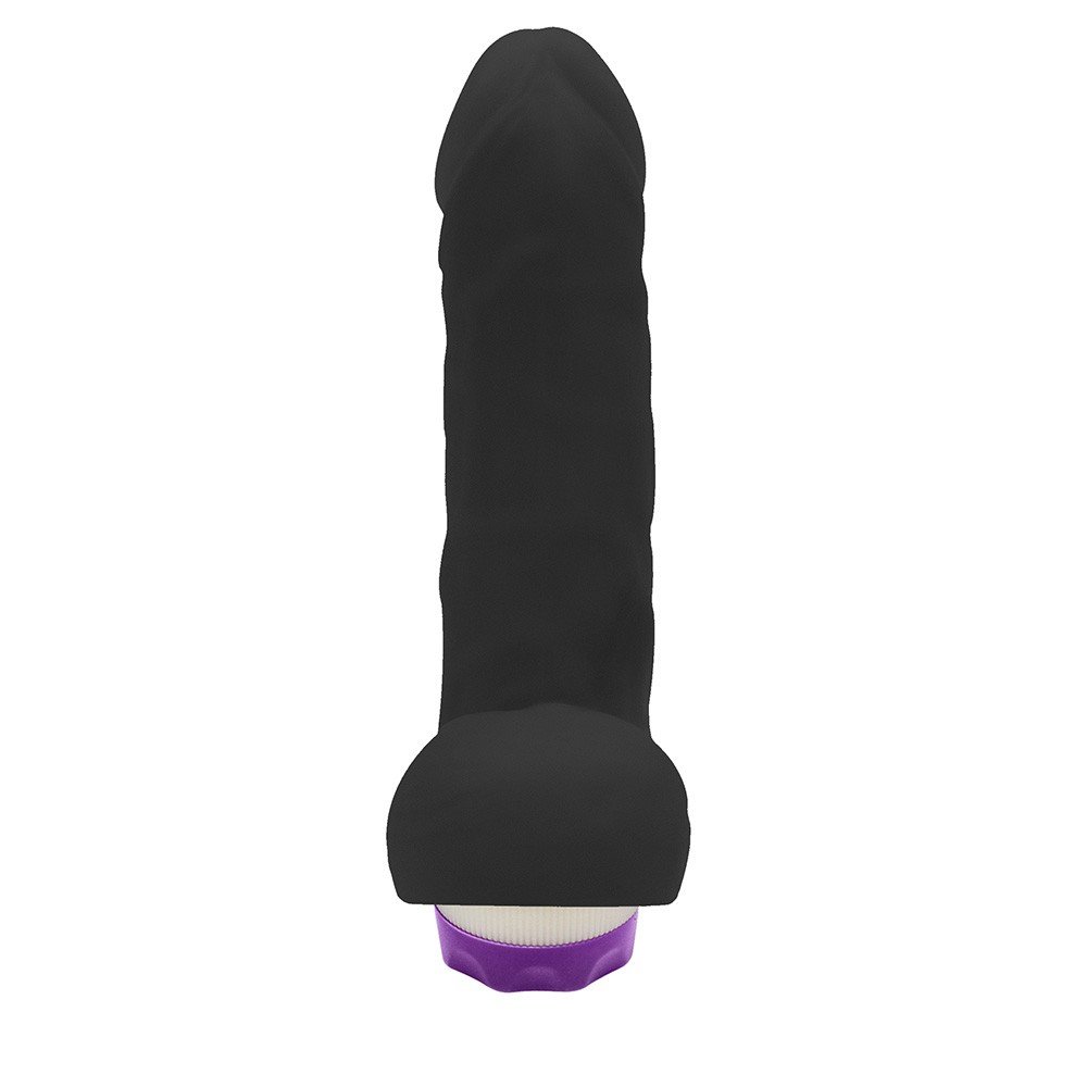 Pênis com Escroto e Vibrador 10 Velocidades Recarregável Hefesto 17 x 4cm Preto | Foto 04