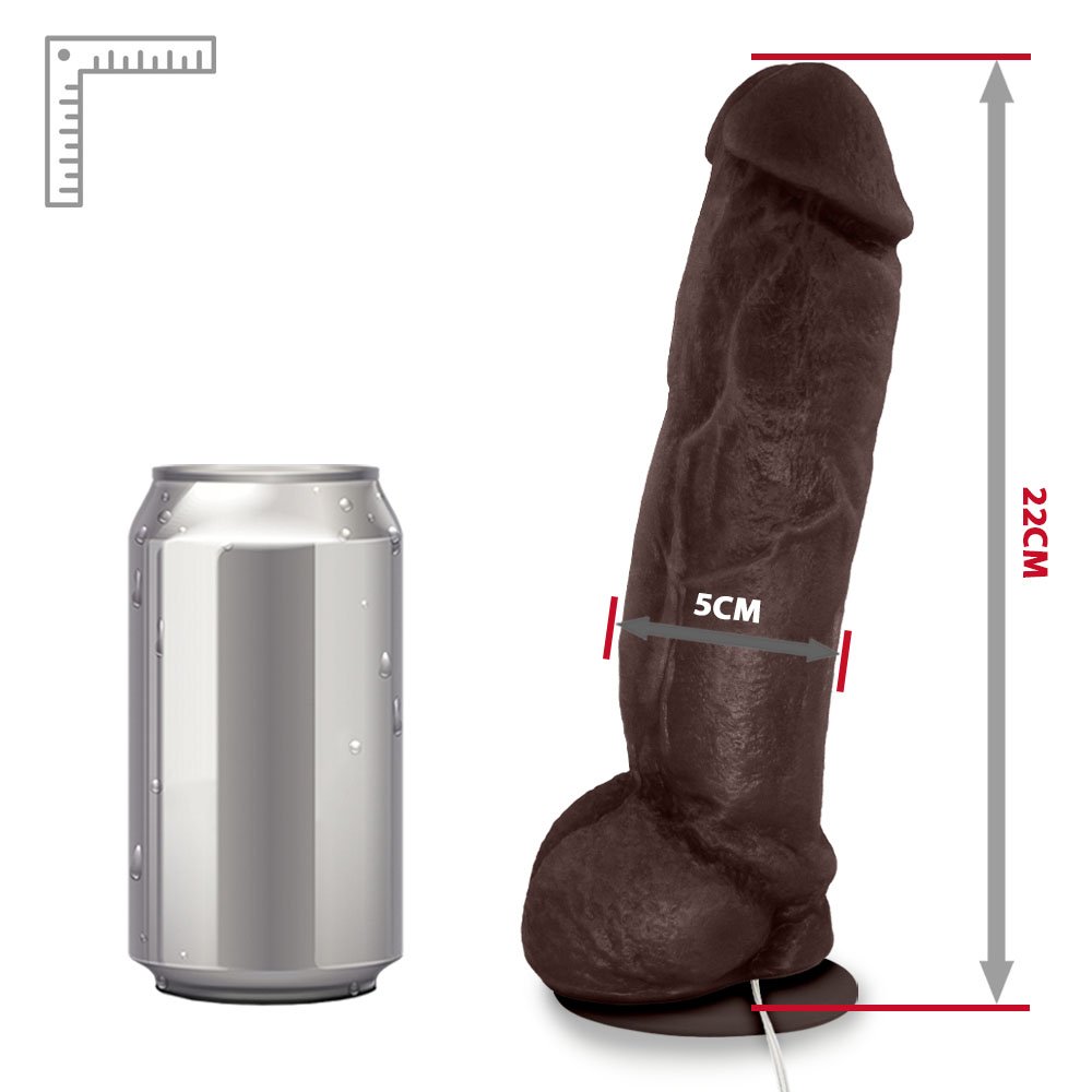 Pênis Realístico Feito em PVC Flexível com Vibrador, Escroto e Ventosa King Kong 22 x 5,5cm Marrom | Foto 07