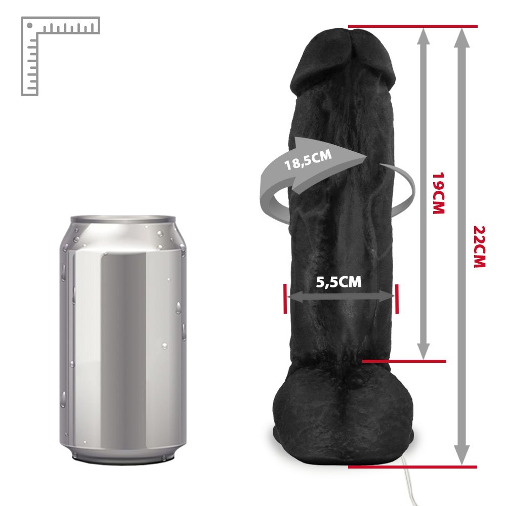 Pênis Realístico Feito em PVC Flexível com Vibrador, Escroto e Ventosa King Kong 22 x 5,5cm Preto | Foto 06