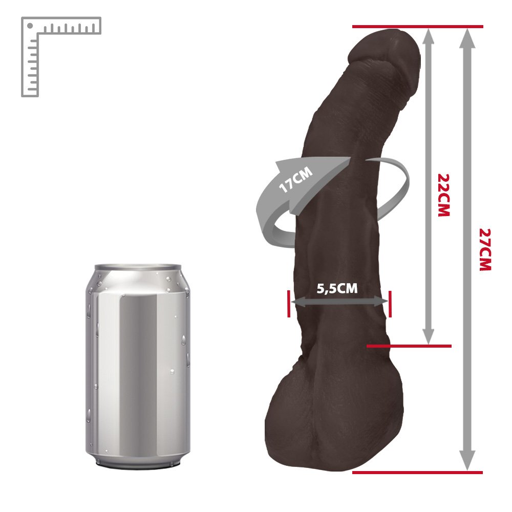 Pênis Gigante e Grosso Flexível com Escroto Mandingo 27 x 5,5cm Marrom | Foto 06
