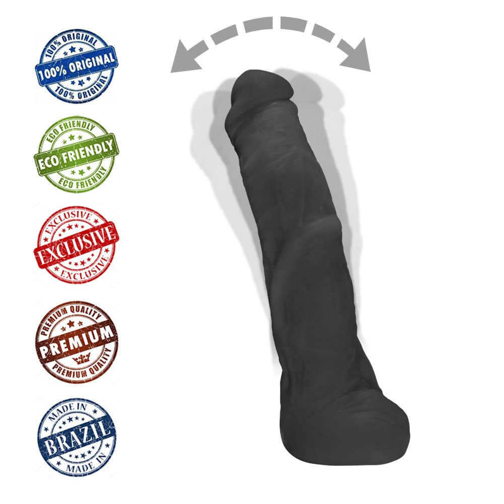 Pênis Gigante e Grosso Flexível com Escroto Mandingo 27 x 5,5cm Preto | Foto 05