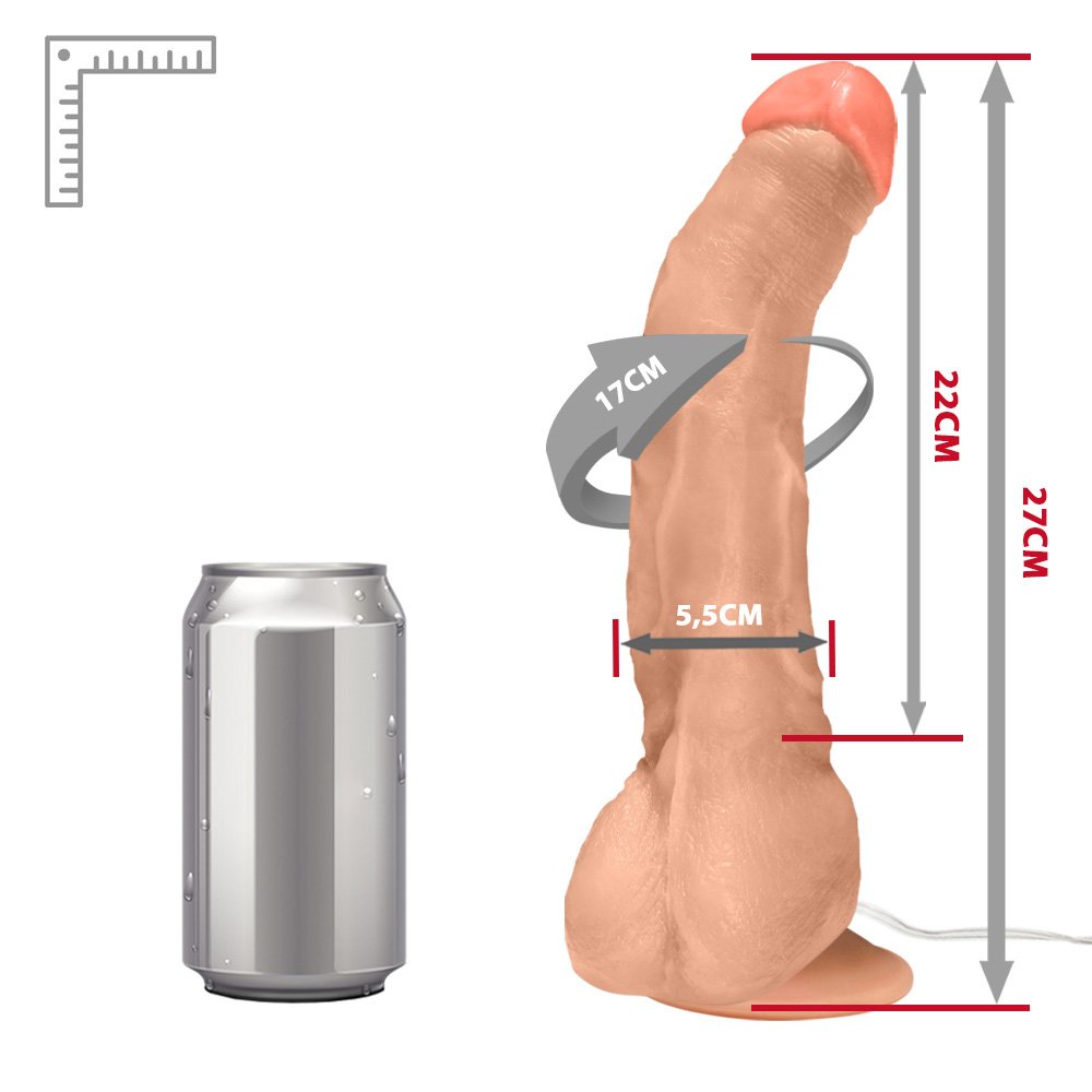 Pênis Gigante e Grosso Flexível com Vibrador, Escroto e Ventosa Mandingo 27 x 5,5cm Bege | Foto 06