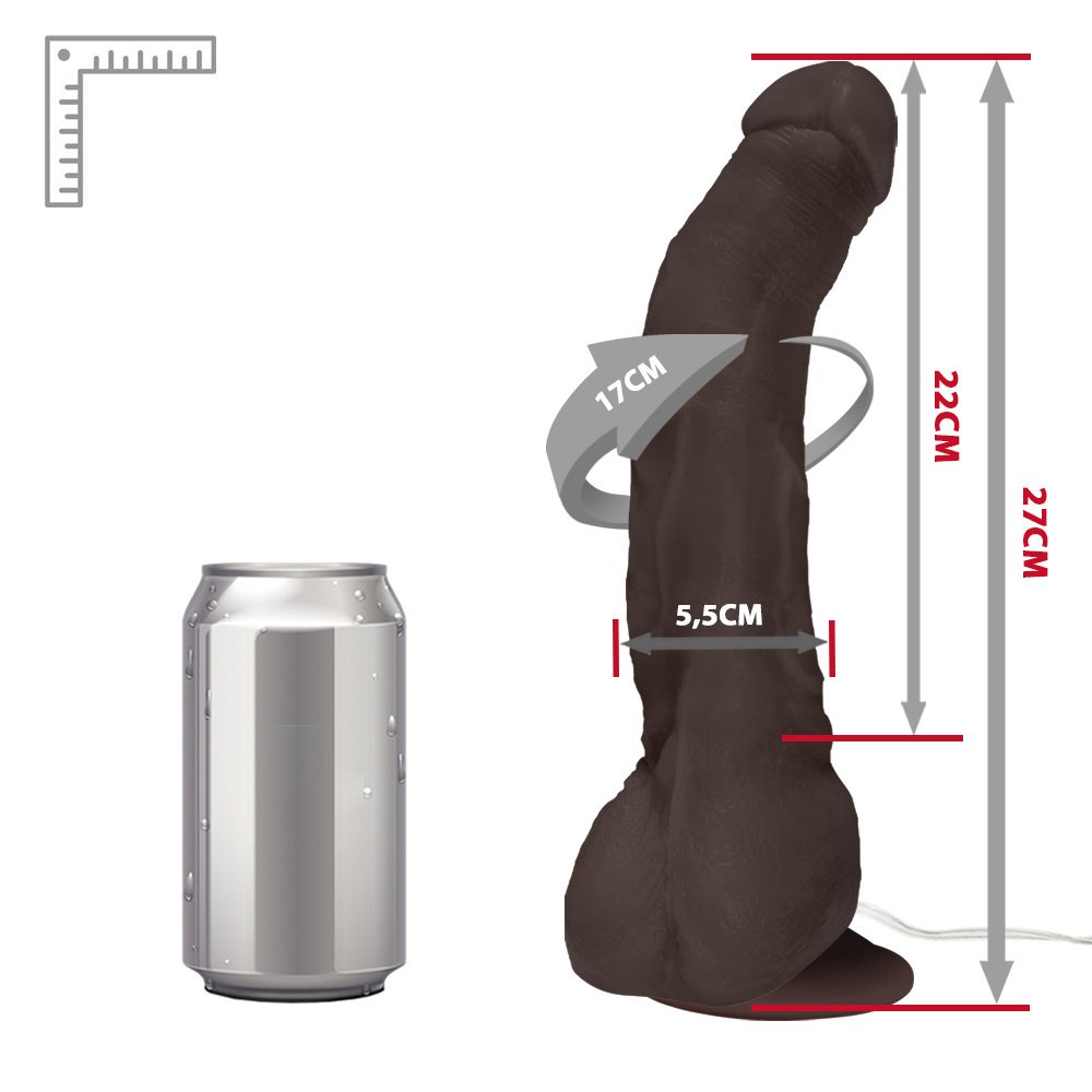 Pênis Gigante e Grosso Flexível com Vibrador, Escroto e Ventosa Mandingo 27 x 5,5cm Marrom | Foto 06