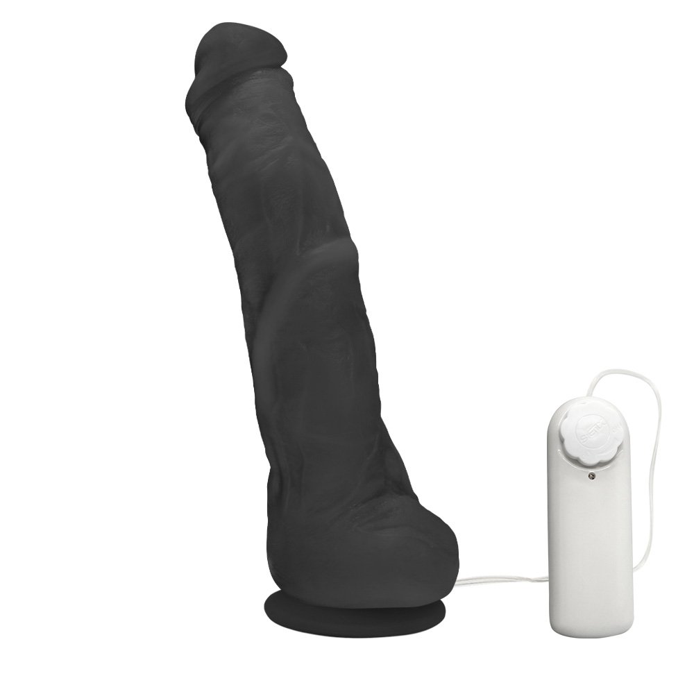 Pênis Gigante e Grosso Flexível com Vibrador, Escroto e Ventosa Mandingo 27 x 5,5cm Preto | Foto 02