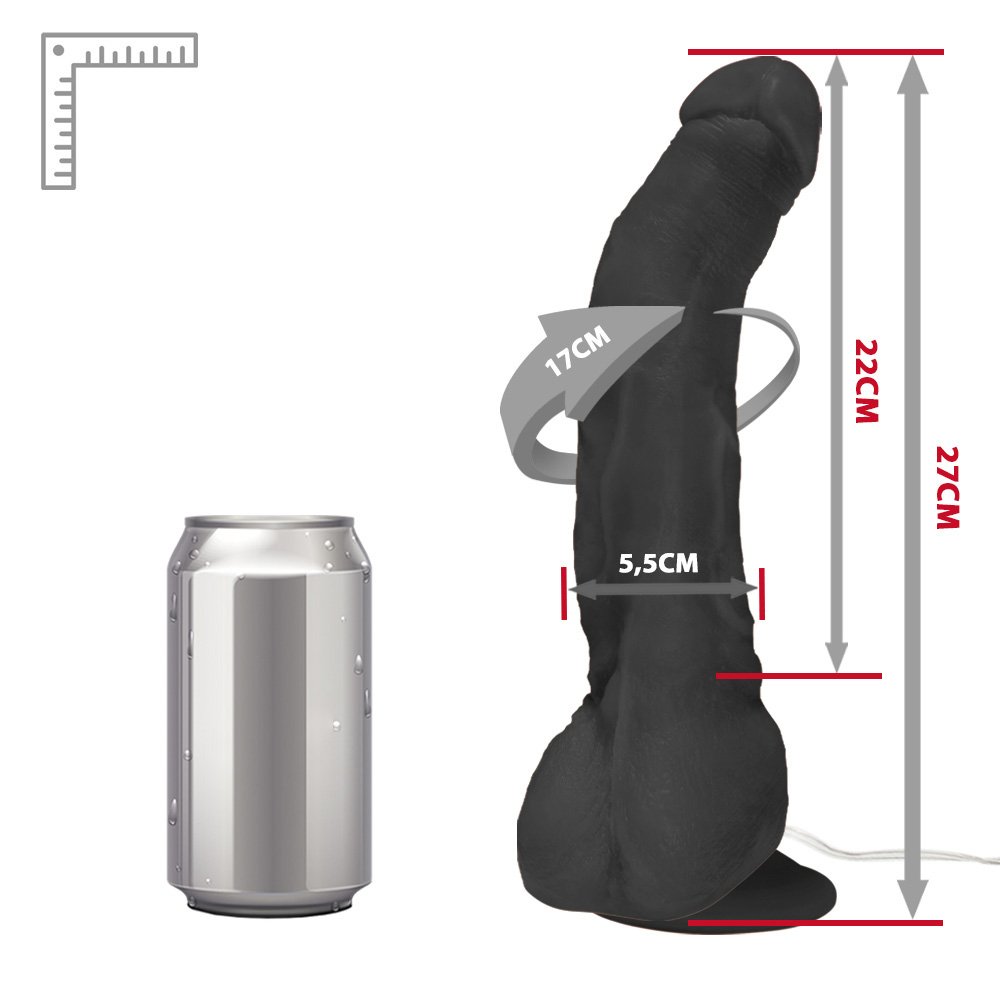Pênis Gigante e Grosso Flexível com Vibrador, Escroto e Ventosa Mandingo 27 x 5,5cm Preto | Foto 06