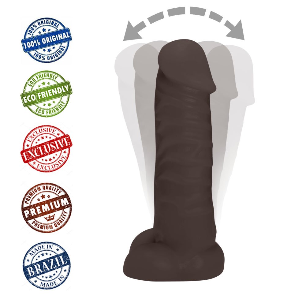 Pênis Realístico Feito em PVC Flexível com Escroto Fast 16 x 3,5cm Marrom | Foto 05