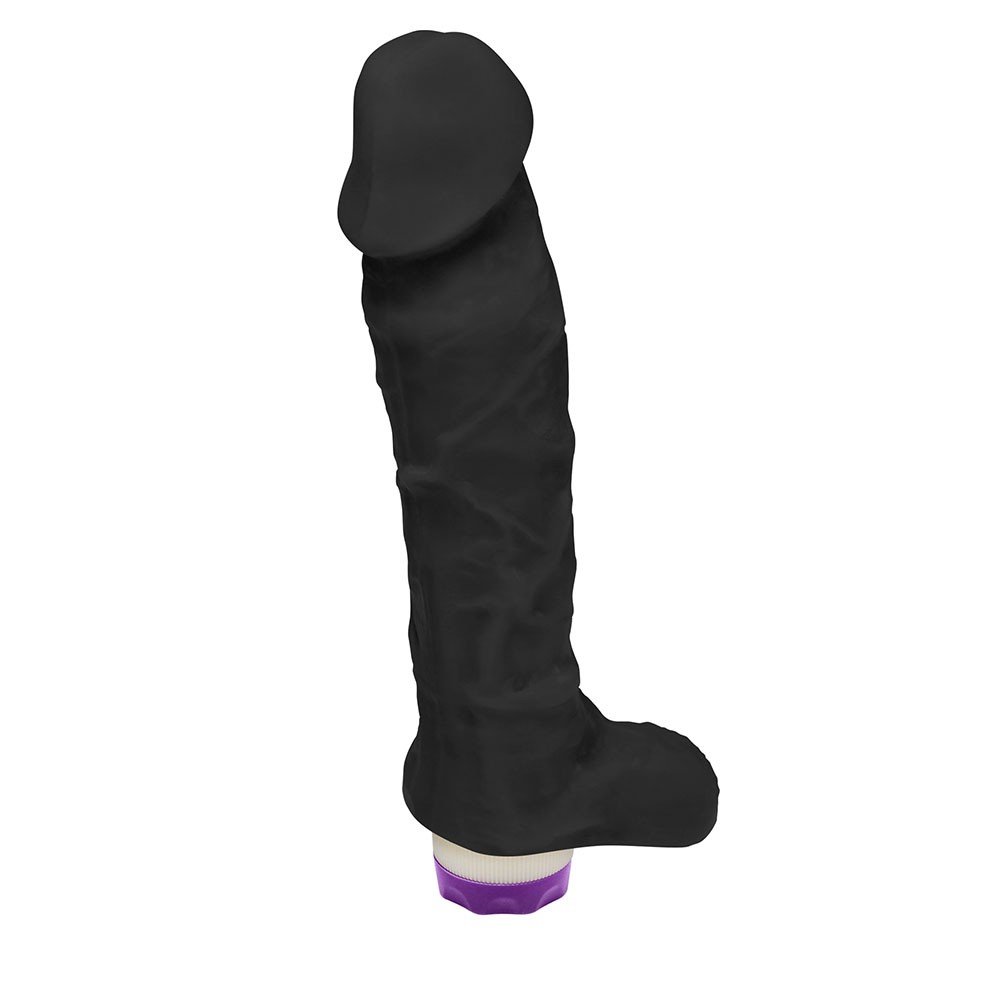 Pênis com Escroto e Vibrador 10 Velocidades Recarregável Apolo 20,5 x 4,5cm Preto | Foto 03