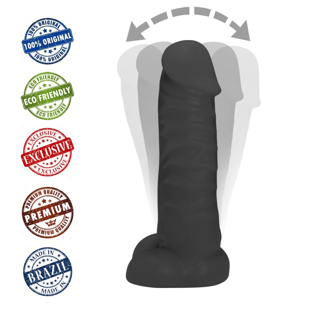 Pênis Realístico Feito em PVC Flexível com Escroto Fast 16 x 3,5cm Preto | Foto 05