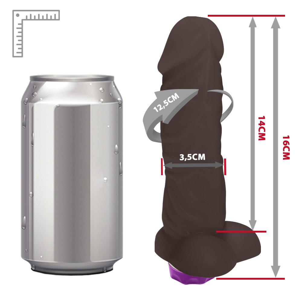 Pênis Realístico Feito em PVC Flexível com Escroto e Vibrador Fast 16 x 3,5cm Marrom | Foto 06