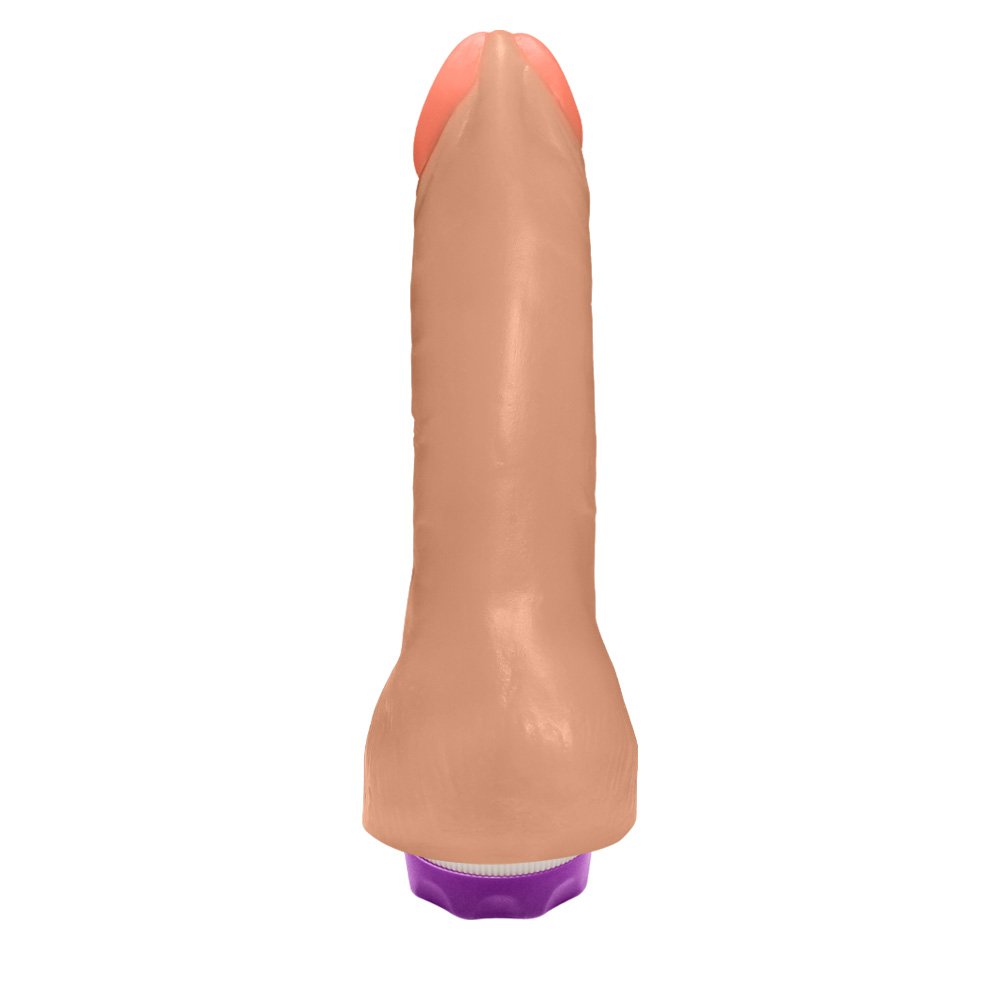 Pênis Realístico Feito em PVC Flexível Massageador com Vibrador 16 x 3,5cm Bege | Foto 03