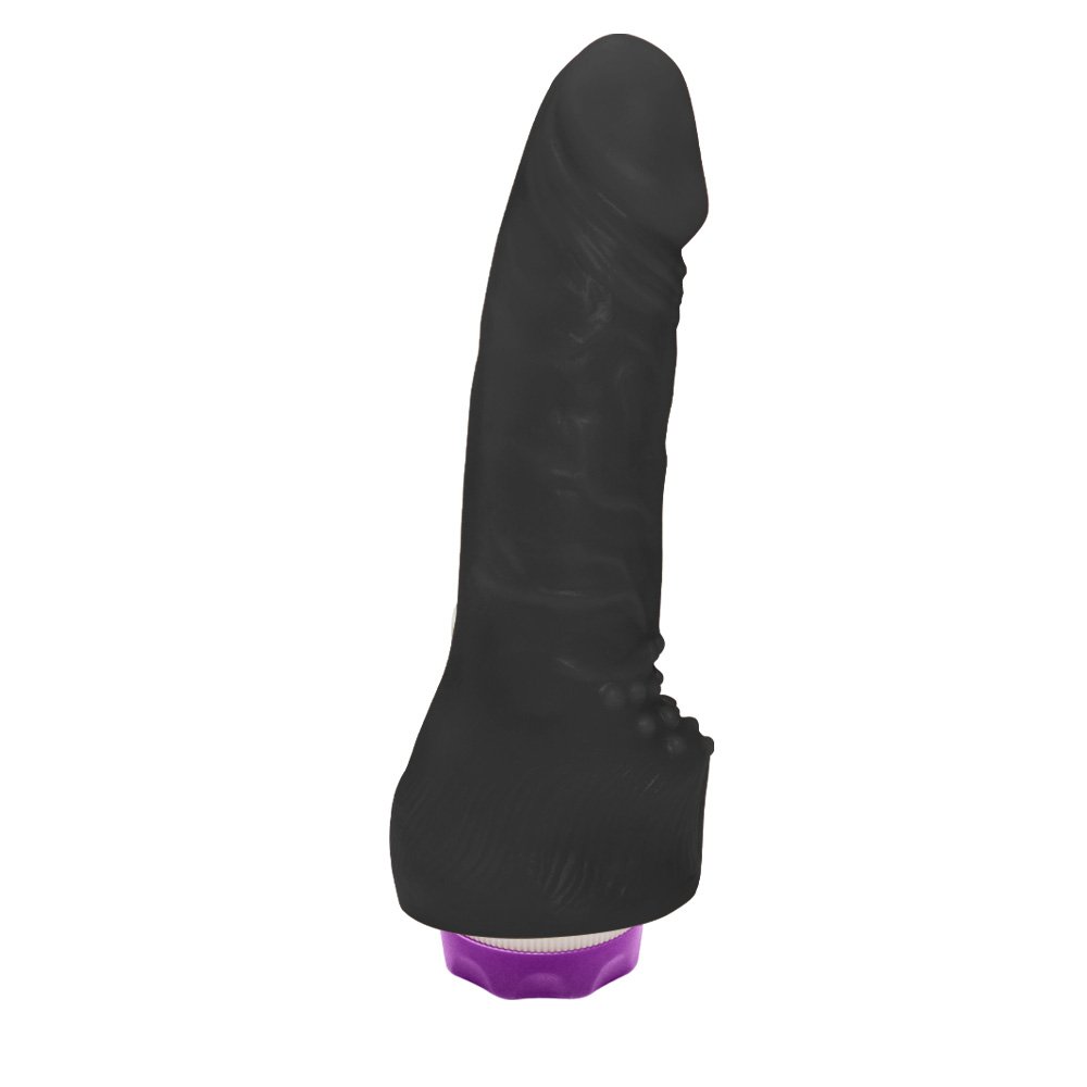 Pênis Realístico Feito em PVC Flexível Massageador com Vibrador 16 x 3,5cm Preto | Foto 02
